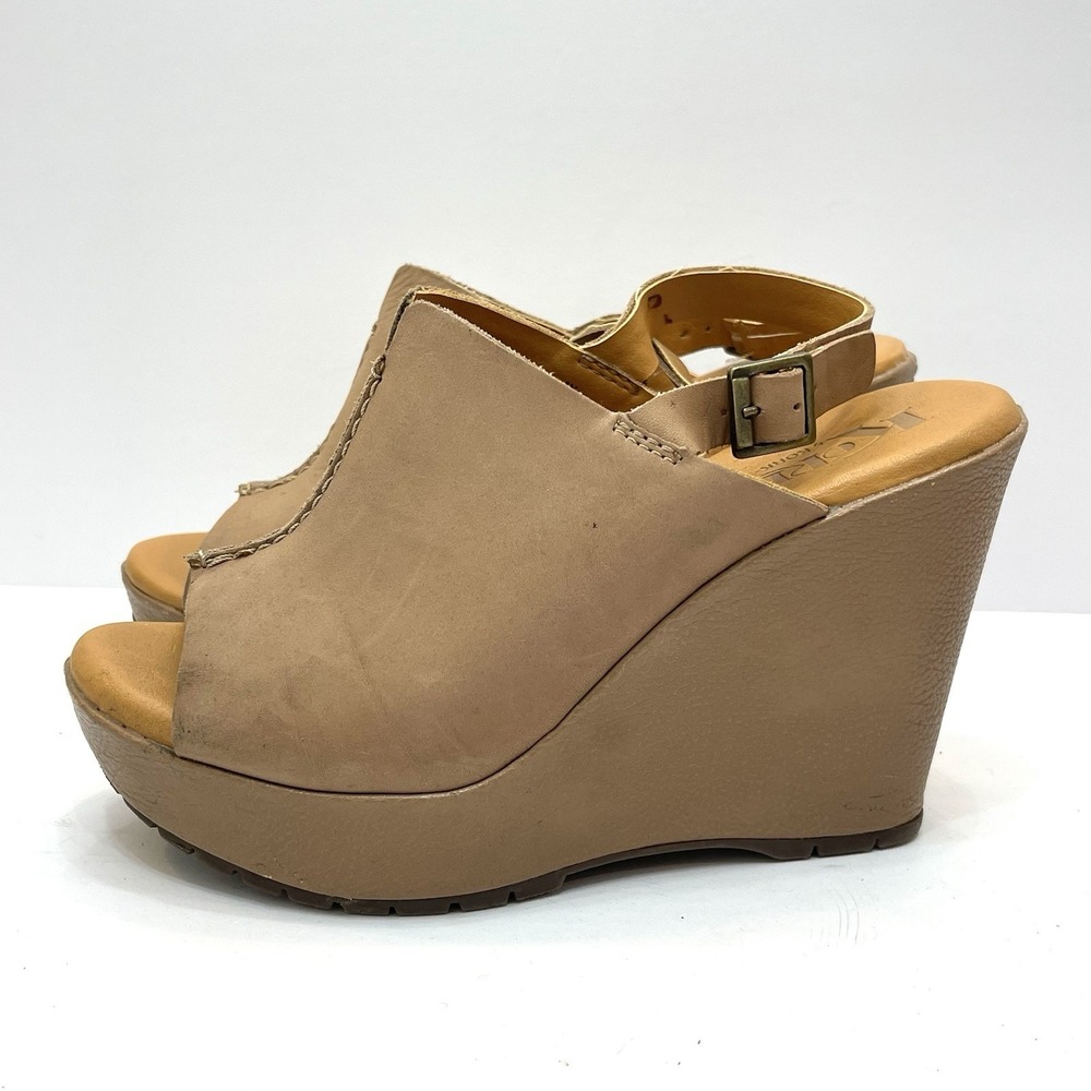 Korks Wedge Heel Sling back Open Toe Shoe Size 6 Leather